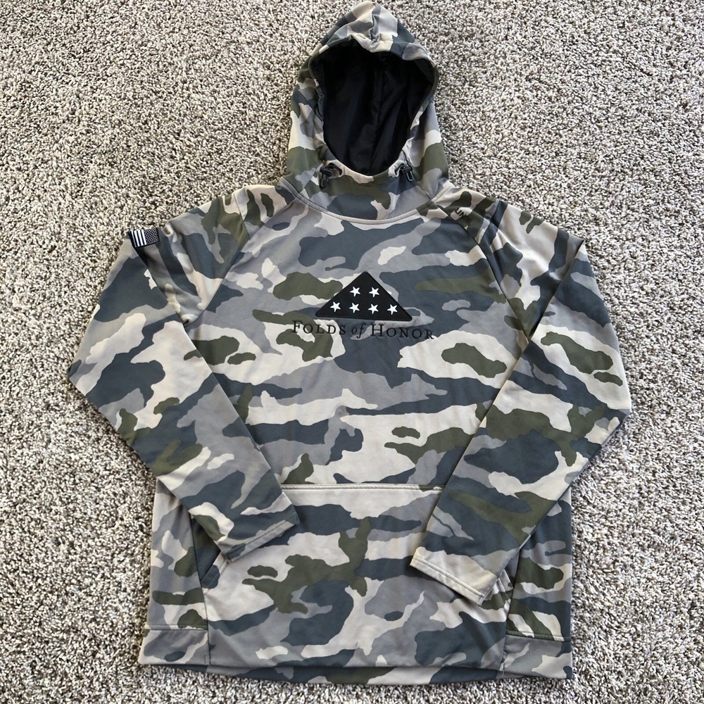 UNRL Folds of Honor Crossover II Hoodie Mens Size XL American Flag Camo Pullover